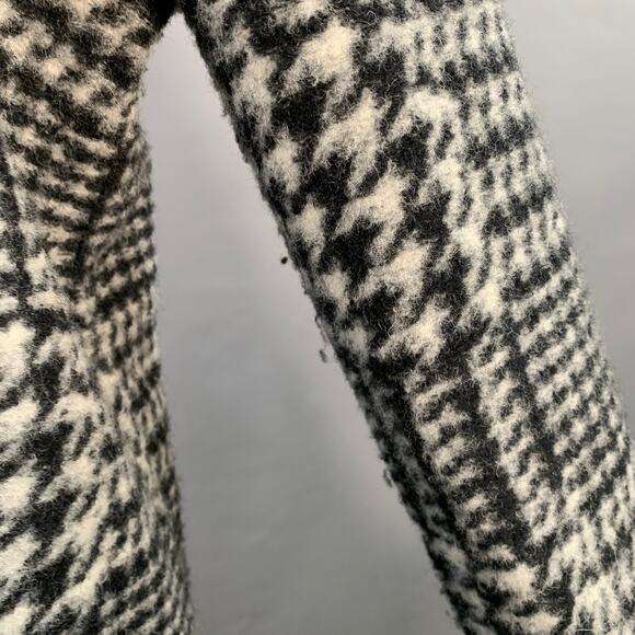 NANETTE LEPORE Size M Grey Black Wool Blend Houndstooth Collarless Coat - Picture 7 of 9